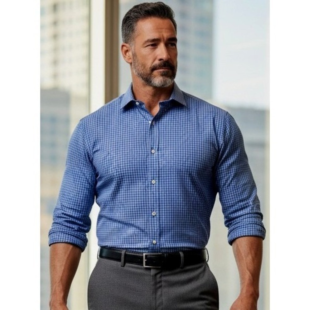 Polo Ralph Lauren Mens XXL Custom Fit Gingham Checkered Shirt‎ Navy Blue White